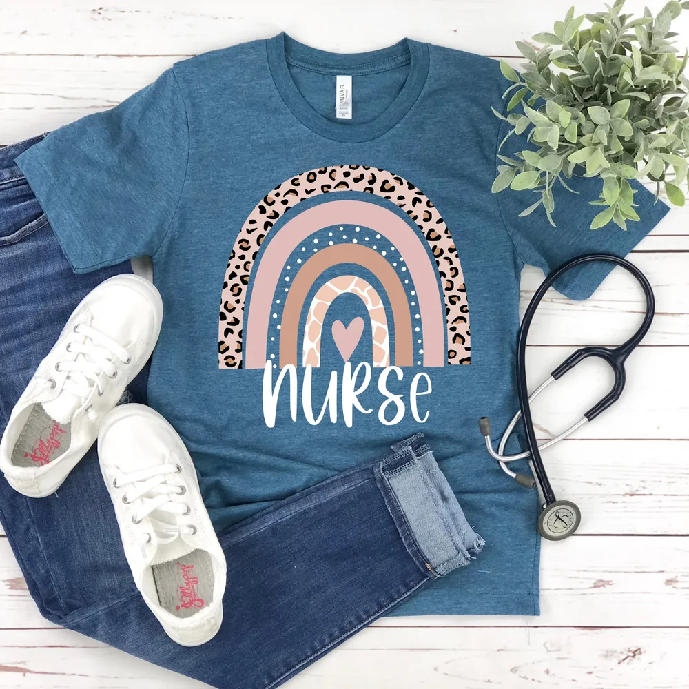 Rainbow Nurse Shirt, Nurse Life, Nurse Gift, Nurse Shirt, Gift For Nurse, Nurse Week, Registered Nurse Shirt, Leopard Print Nurse Shirt