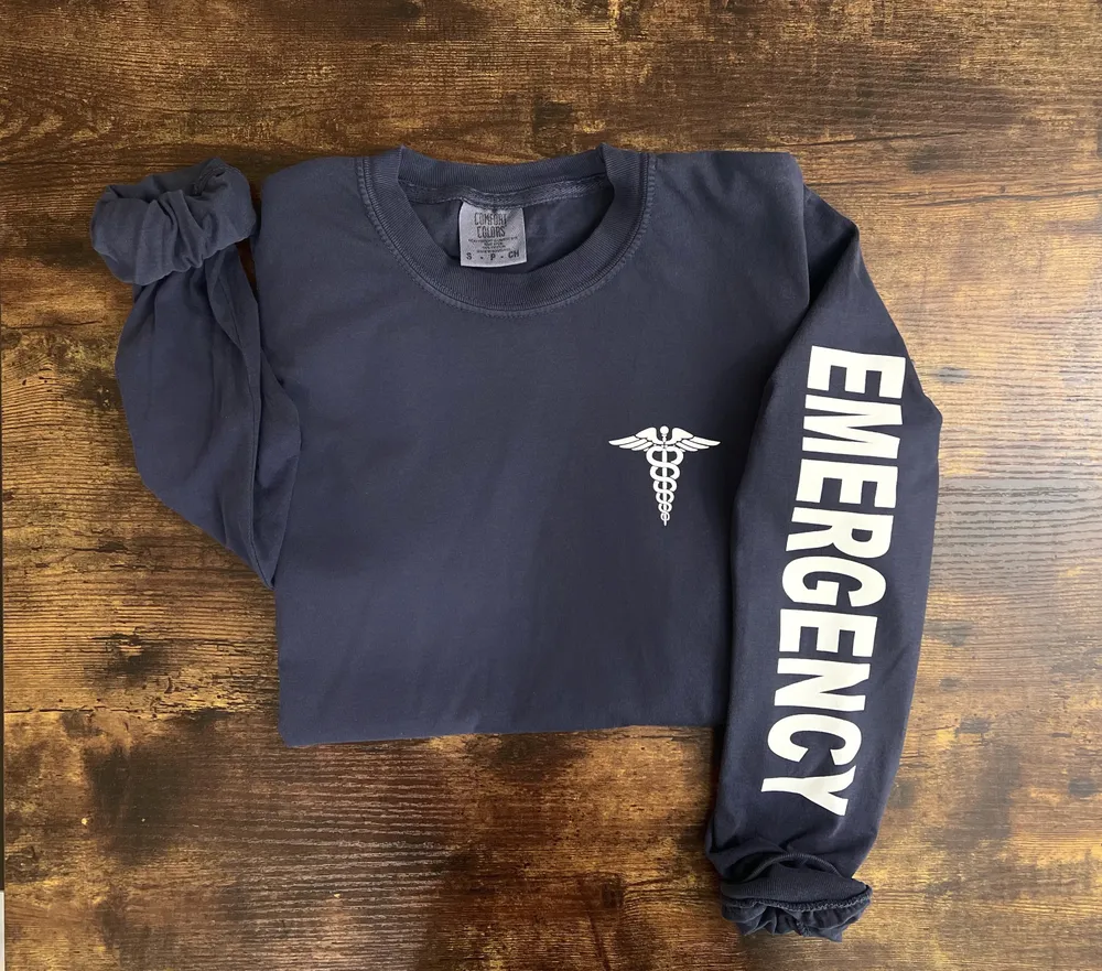 Emergency Department Long Sleeve Shirt, ER Nurse shirt, ER shirts, long sleeve nurse shirts, er nurse t-shirt,  6014