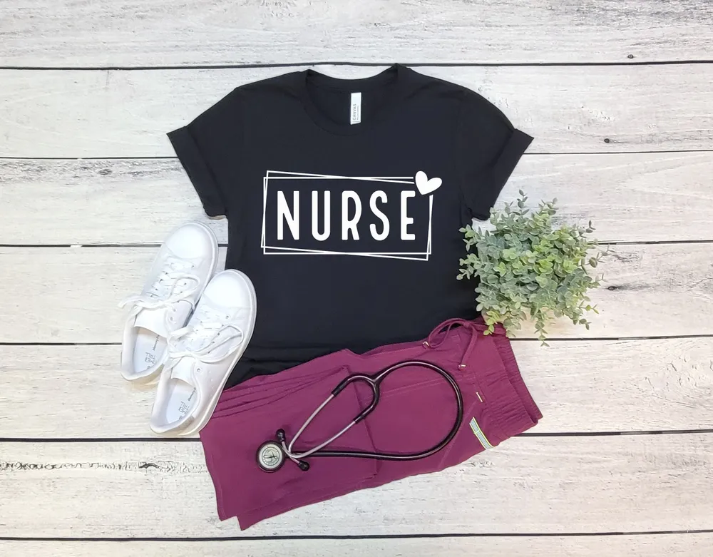 Nurse Heart Shirt, Shirt for Nurse, Nurse Gift, Nurse T-shirt, Women&#39;s Shirt, Gift For Nurse, Hospital Nurse Shirt, Nurse Graphic Shirt
