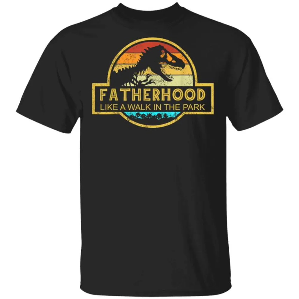 Fatherhood Like A Walk In The Park T-Shirt Dad Retro Sunset Tee