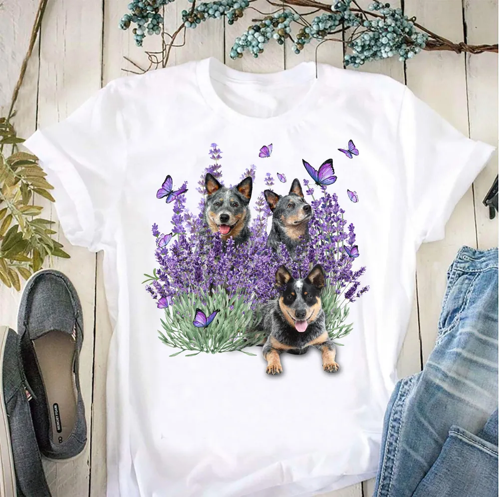 Heeler and Gorgeous Purple Flower - Standard T-shirt White S M L XL 2XL 3XL 4XL 5XL 0208