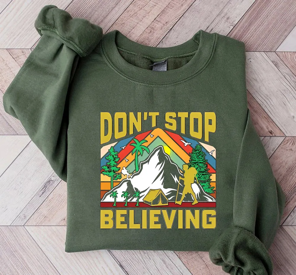 Don't Stop Believing Retro Hiking Shirt