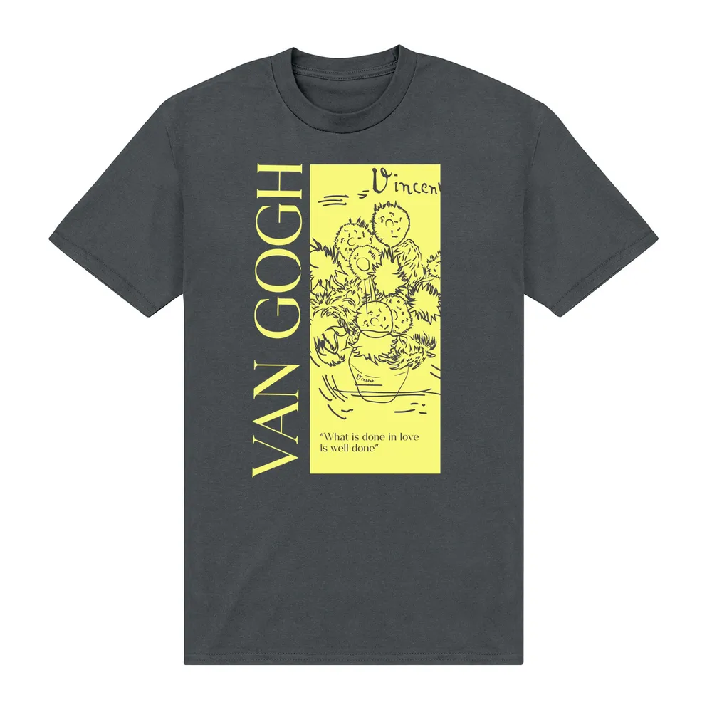 Officially Licensed apoh London - Van Gogh Sunflowers Quote Unisex Crew neck T-Shirt