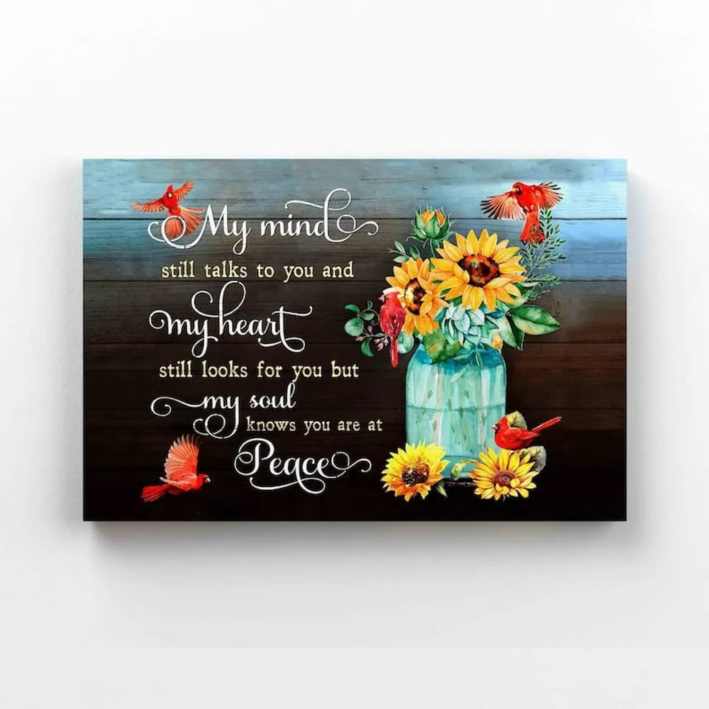 My Mind Is Talks To You Canvas, Cardinal Canvas, Sunflower Sympathy Canvas