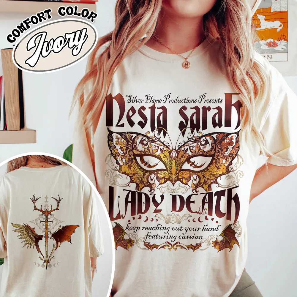 Sarah J Maas Merch Nesta Shirt, Acotar Book Series, Velaris Acotar Shirt, Lady Death Shirt,Nesta Archeron Lady Death Shirt, Lady Death ACOSF Unisex Standard T-Shirt white s