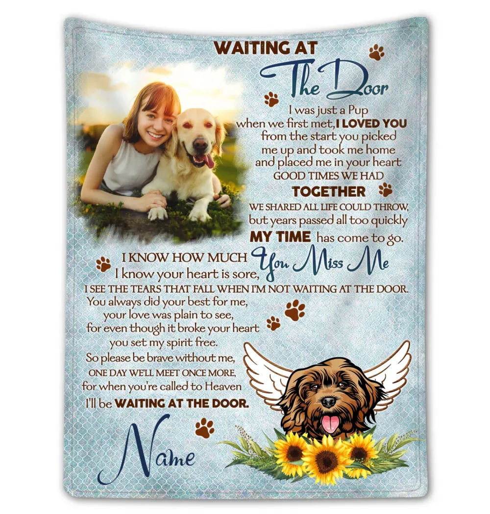 Personalized Custom Dog Pet Memorial Blanket FBL148 Cozy Plush Fleece Blanket white 30x40in