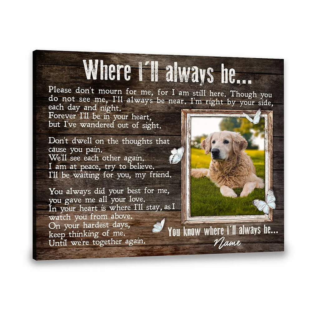 Personalized Custom Dog Pet Memorial Canvas DC141 Ready To Hang Landscape Canvas white 14x11in