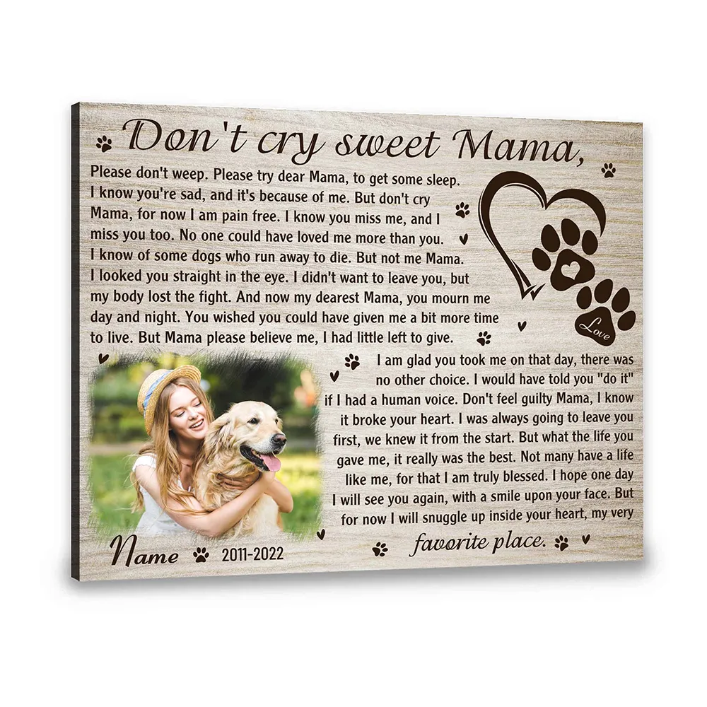 Personalized Custom Dog Pet Memorial Canvas DC142 Ready To Hang Landscape Canvas white 14x11in