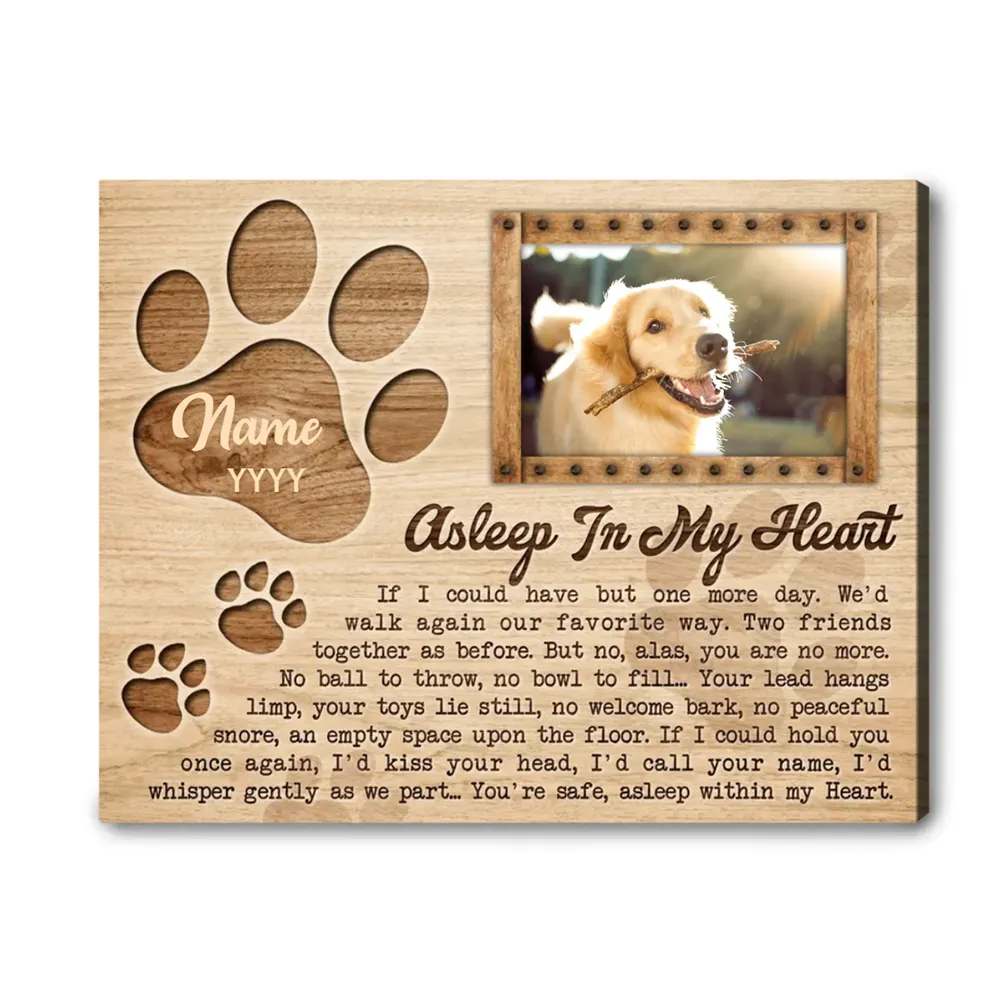Personalized Custom Dog Pet Memorial Canvas DC149 Ready To Hang Landscape Canvas white 14x11in