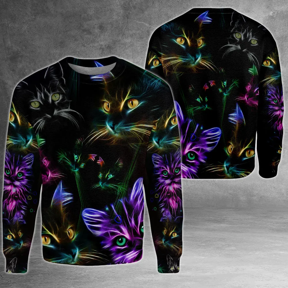 Cat Neon Hawaiian Shirt/Zip Hoodie/Sweatshirt