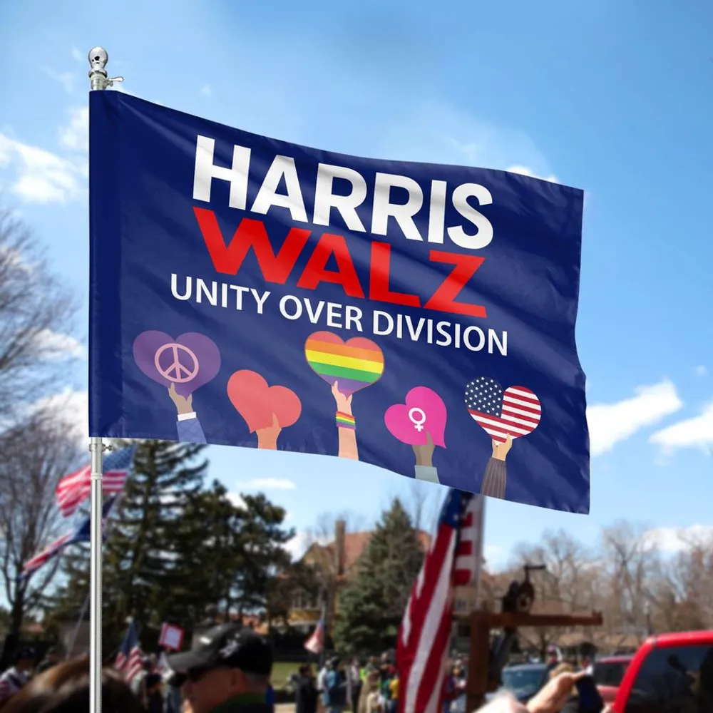 Harris Walz 2024 Flag Made in USA FG39 House Flag white 28x40in