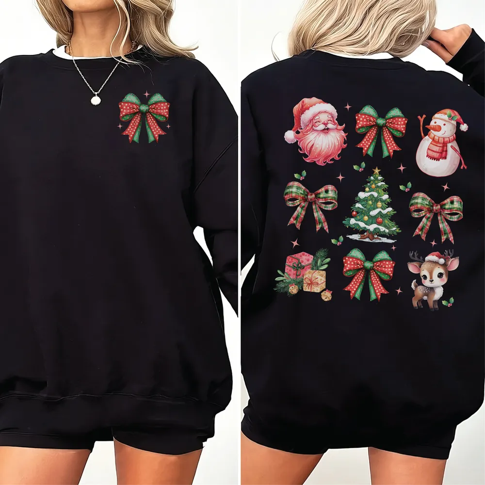 Coquette Christmas Crewneck Sweatshirt, Retro Christmas Sweatshirt, Coquette Christmas Shirt, Christmas Gift, Tis the Season Christmas Shirt Unisex Sweatshirt white s