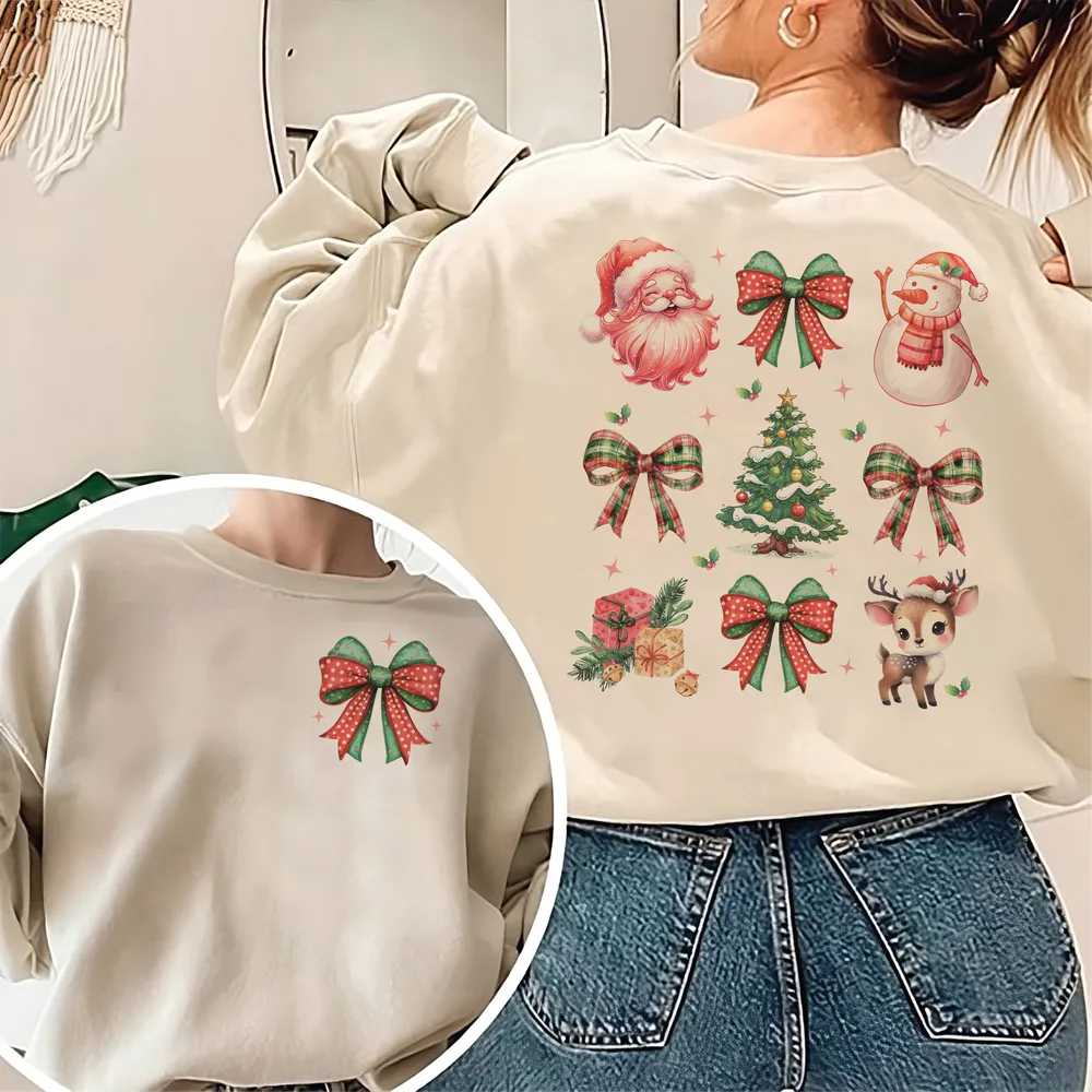 Coquette Christmas Crewneck Sweatshirt, Retro Christmas Sweatshirt, Coquette Christmas Shirt, Christmas Gift, Tis the Season Christmas Shirt Unisex Sweatshirt white s