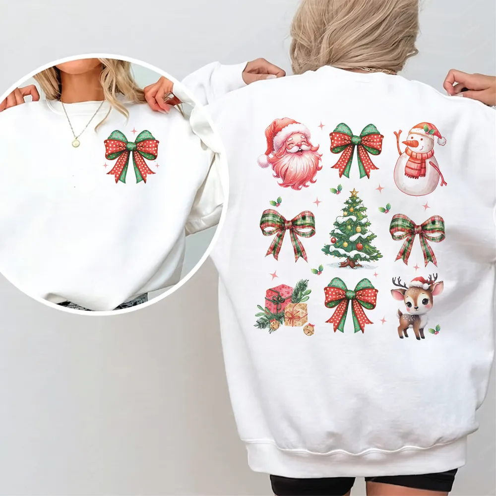 Coquette Christmas Crewneck Sweatshirt, Retro Christmas Sweatshirt, Coquette Christmas Shirt, Christmas Gift, Tis the Season Christmas Shirt Unisex Sweatshirt white s