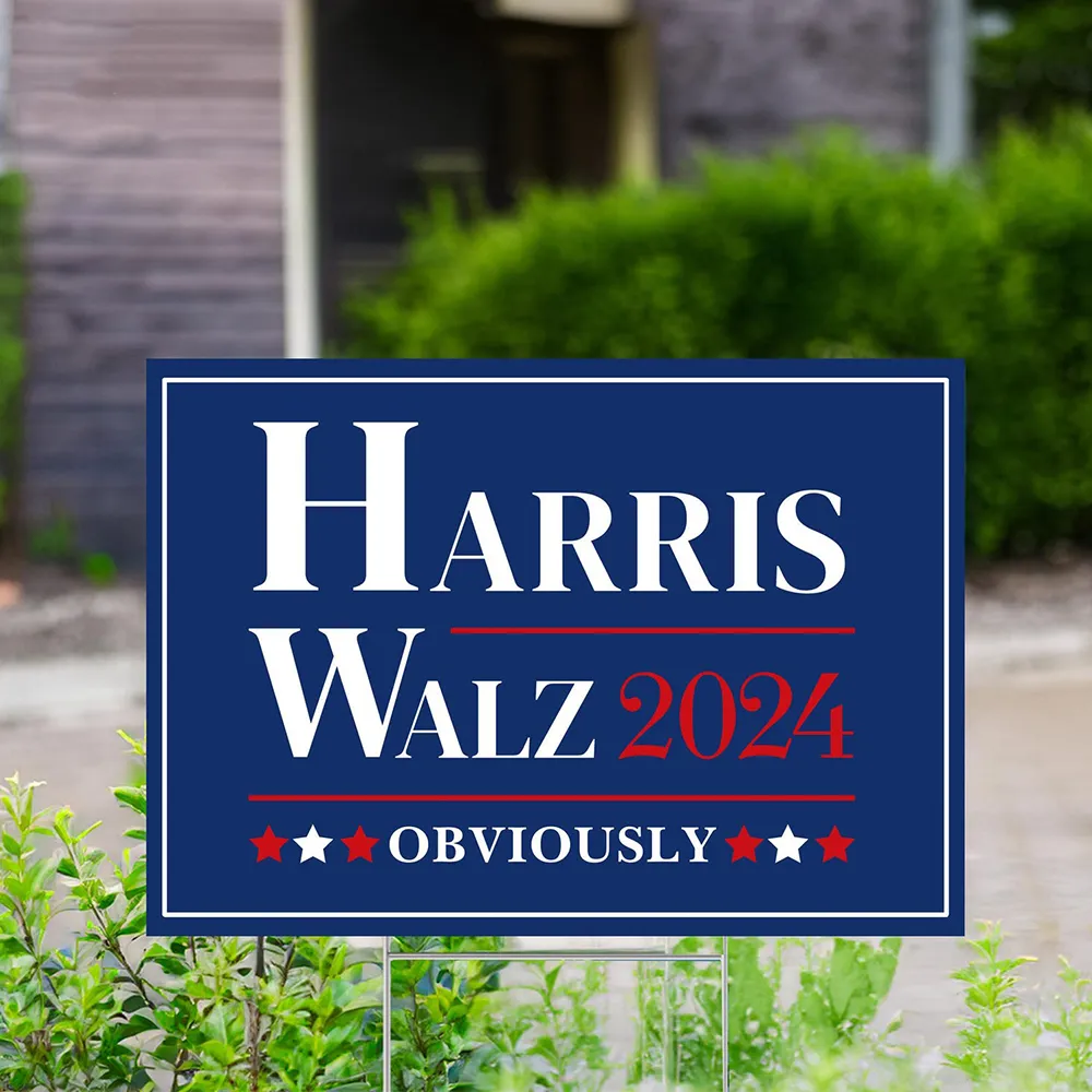 Kamala Harris Walz Obviously Yard Sign Made in USA Size Large With Stake YS65 Yard Sign white 1pack