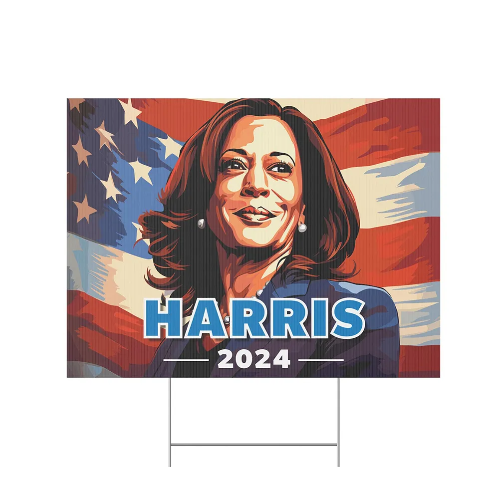Kamala Harris Walz Yard Sign Made in USA Size Large With Stake YS69 Yard Sign white 1pack