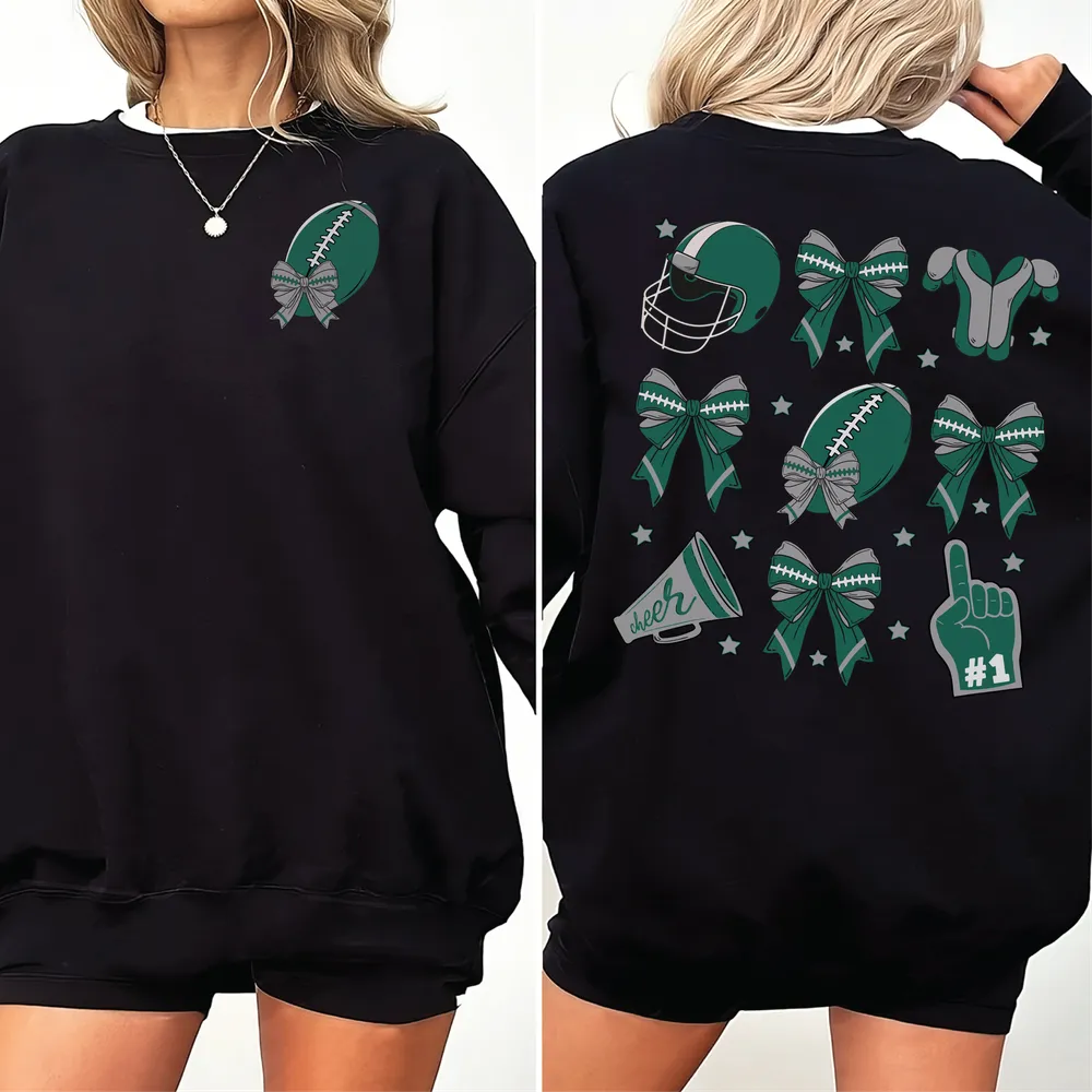 Football Coquette, Coquette Shirt, Football Team Shirt, Game Day, Touchdown Season, Sports Shirt, Sport Gift, Sport Lover, Football Lover Unisex Sweatshirt white s