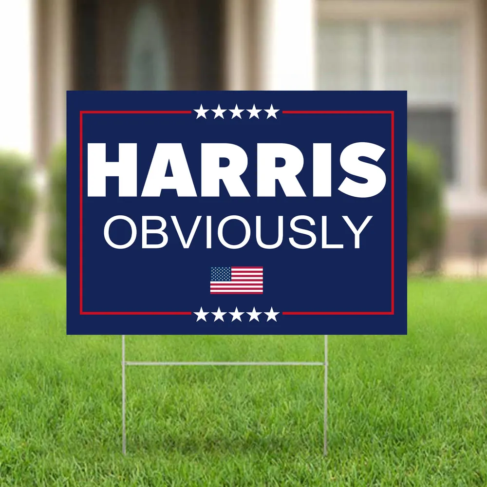Harris Obviously Yard Sign Made in USA Size Large With Stake YS84 Yard Sign white 1pack