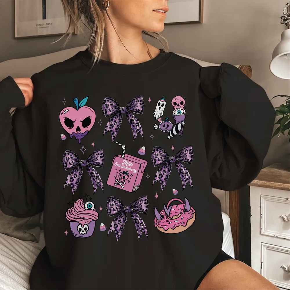 Coquette Halloween Sweatshirt, Vintage Halloween Shirt, Coquette Pumpkin Shirt, Halloween Shirt, Retro Halloween Shirt Gift, Pumpkin Season Unisex Sweatshirt white s