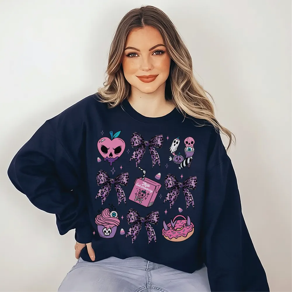 Coquette Halloween Sweatshirt, Vintage Halloween Shirt, Coquette Pumpkin Shirt, Halloween Shirt, Retro Halloween Shirt Gift, Pumpkin Season Unisex Sweatshirt white s