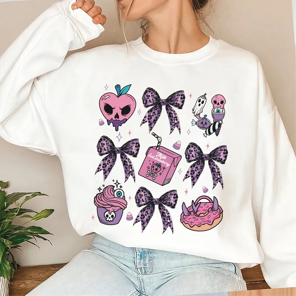 Coquette Halloween Sweatshirt, Vintage Halloween Shirt, Coquette Pumpkin Shirt, Halloween Shirt, Retro Halloween Shirt Gift, Pumpkin Season Unisex Sweatshirt white s