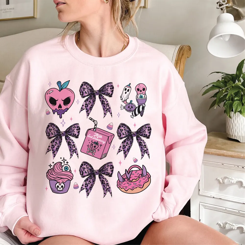Coquette Halloween Sweatshirt, Vintage Halloween Shirt, Coquette Pumpkin Shirt, Halloween Shirt, Retro Halloween Shirt Gift, Pumpkin Season Unisex Sweatshirt white s