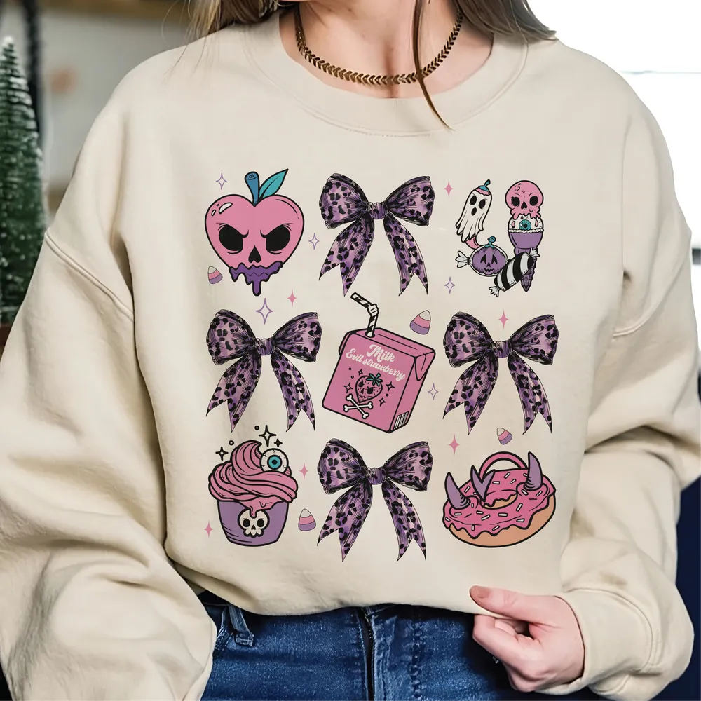Coquette Halloween Sweatshirt, Vintage Halloween Shirt, Coquette Pumpkin Shirt, Halloween Shirt, Retro Halloween Shirt Gift, Pumpkin Season Unisex Sweatshirt white s