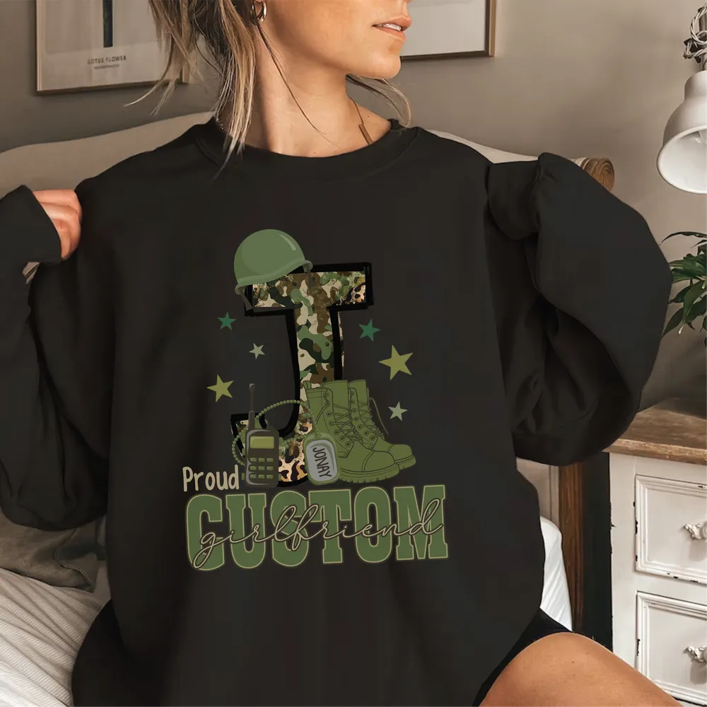 Proud Army Girlfriend Sweatshirt, In My Army Girlfriend Era Sweatshirt, Valentines Day Shirt For Military Girlfriend, Army Girlfriend Shirt Unisex Sweatshirt white s