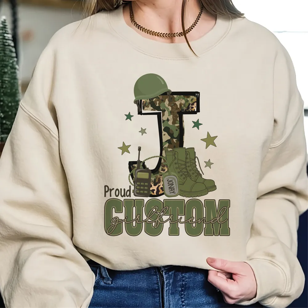Proud Army Girlfriend Sweatshirt, In My Army Girlfriend Era Sweatshirt, Valentines Day Shirt For Military Girlfriend, Army Girlfriend Shirt Unisex Sweatshirt white s