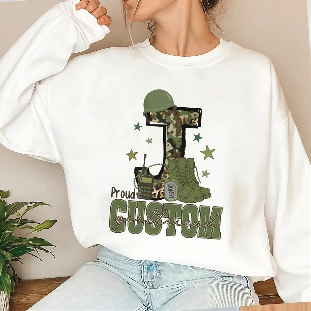 Proud Army Girlfriend Sweatshirt, In My Army Girlfriend Era Sweatshirt, Valentines Day Shirt For Military Girlfriend, Army Girlfriend Shirt Unisex Sweatshirt white s