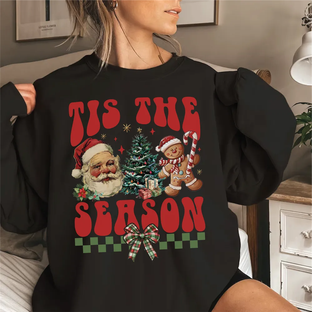 Tis the Season Christmas Shirt, Coquette Christmas Crewneck Sweatshirt, Retro Christmas Sweatshirt, Coquette Christmas Shirt, Christmas Gift Unisex Sweatshirt white s