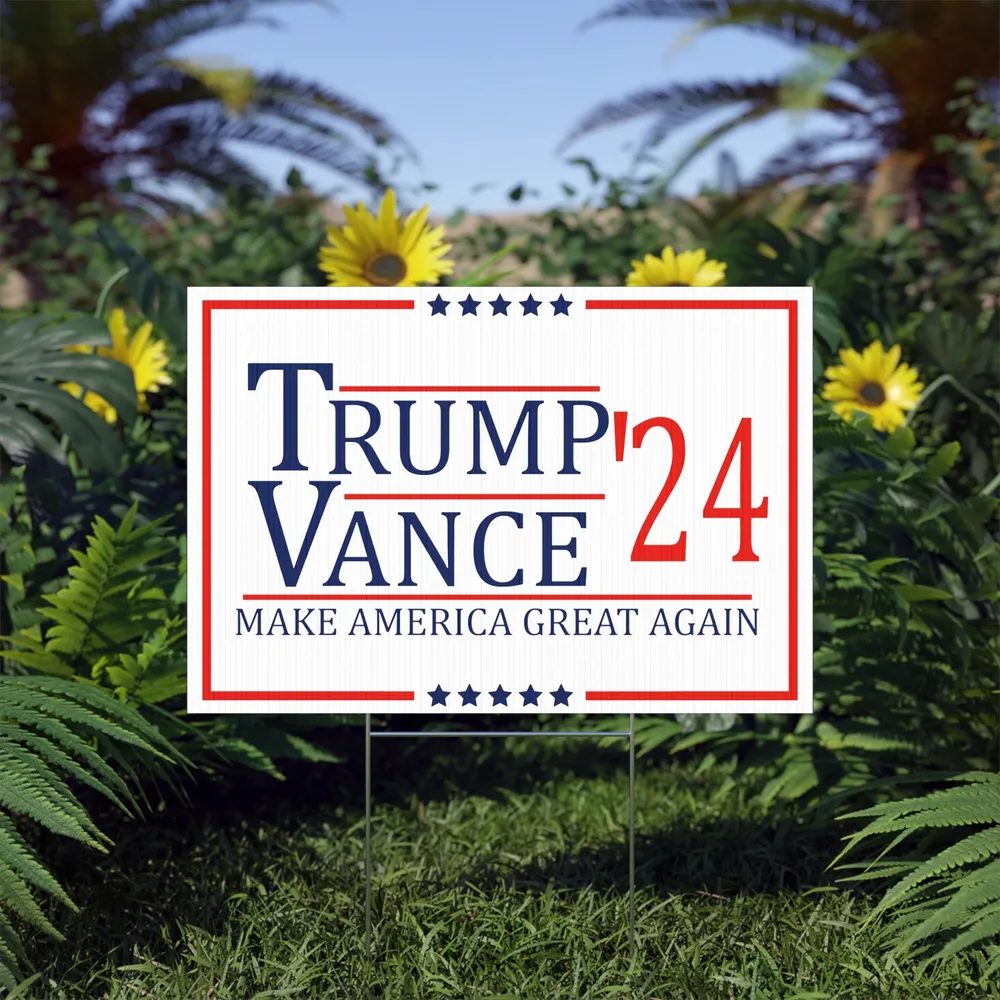 Trump Vance 2024 Yard Sign Made in USA Size Large With Stake YS107 Yard Sign white 1pack