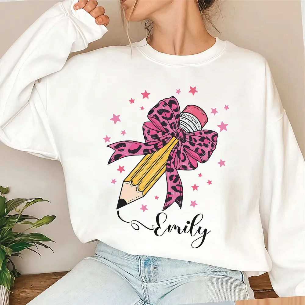 Custom Teacher Shirt, Teacher Team Shirts, Personalized School, Teacher Gift, Customized Name Teacher Shirt, Teacher Wildflower Shirt Unisex Sweatshirt white s