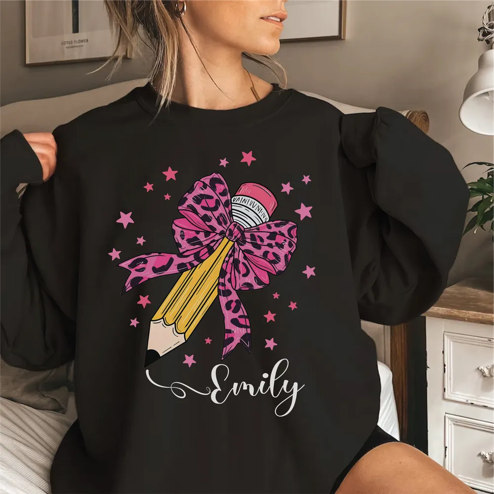 Custom Teacher Shirt, Teacher Team Shirts, Personalized School, Teacher Gift, Customized Name Teacher Shirt, Teacher Wildflower Shirt Unisex Sweatshirt white s