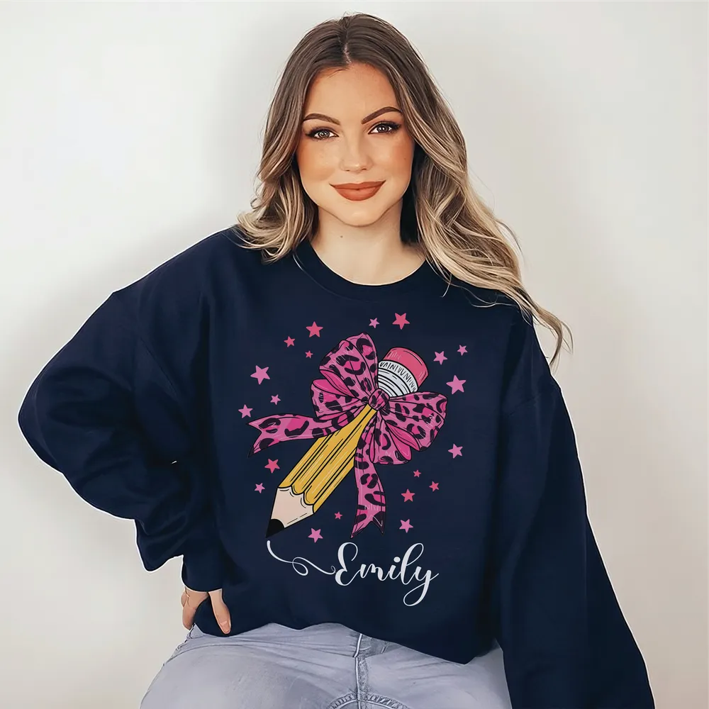 Custom Teacher Shirt, Teacher Team Shirts, Personalized School, Teacher Gift, Customized Name Teacher Shirt, Teacher Wildflower Shirt Unisex Sweatshirt white s