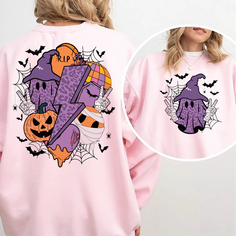 Retro Spooky Season Sweatshirt, Spooky Sweatshirt, Spooky Halloween, Vintage Halloween Shirt, Halloween Bat Shirt, Retro Halloween Shirt Unisex Sweatshirt white s