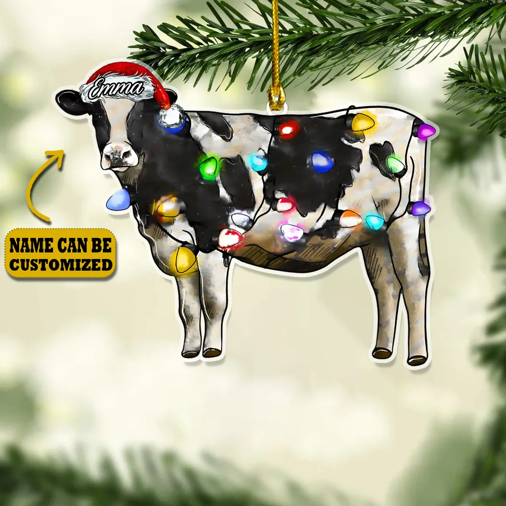Cow Christmas Arcylic Ornament Customized - Gift For Farm , Ornament Decor