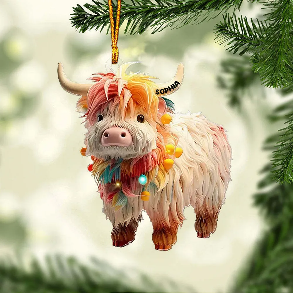 Cow Christmas Arcylic Ornament - Gift For Farm , Ornament Decor 2