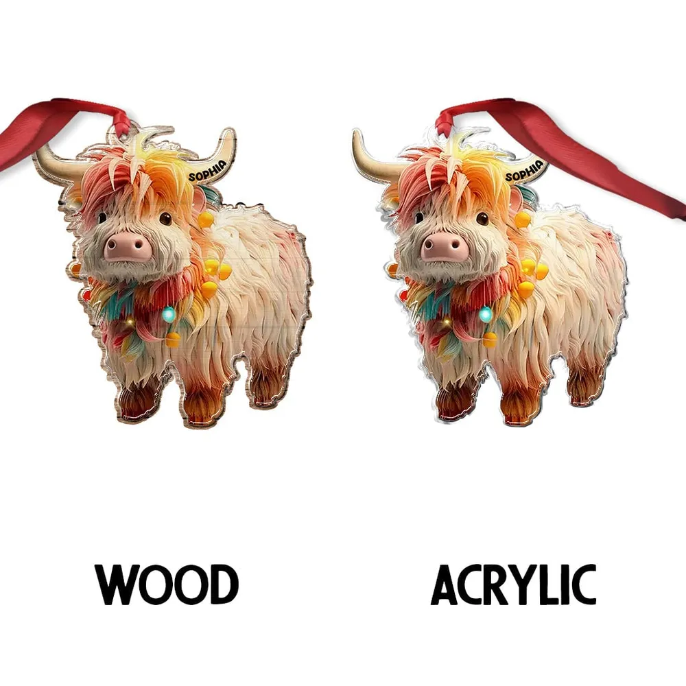 Cow Christmas Arcylic Ornament - Gift For Farm , Ornament Decor 2