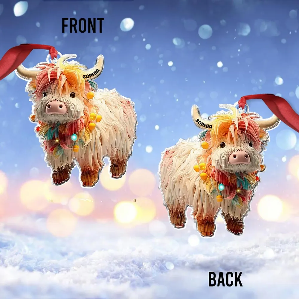 Cow Christmas Arcylic Ornament - Gift For Farm , Ornament Decor 2