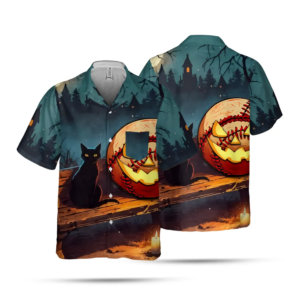 Baseball Halloween Shirts- Hawaiian Shirts AOP Hawaiian Shirt with Pocket 2 white s