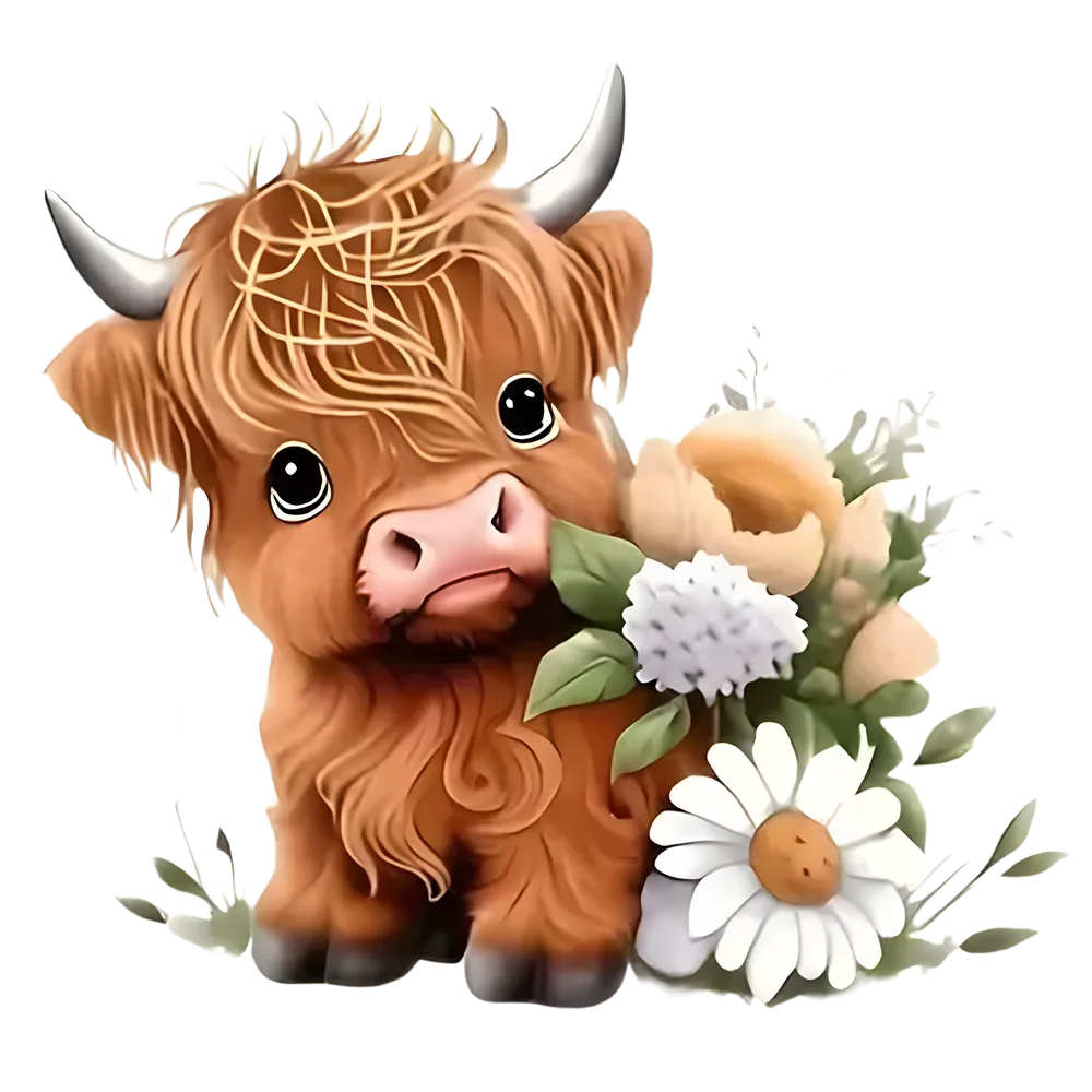 Baby Cute Cow With Flowers  Arcylic Ornament - Gift For Farm , Ornament Decor
