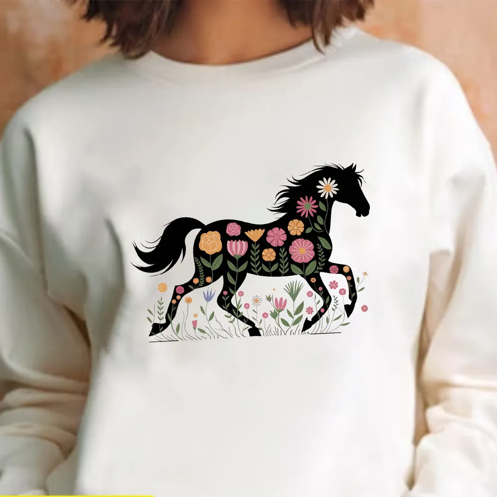 [UNIQUE] HORSE FLOWES BLACK