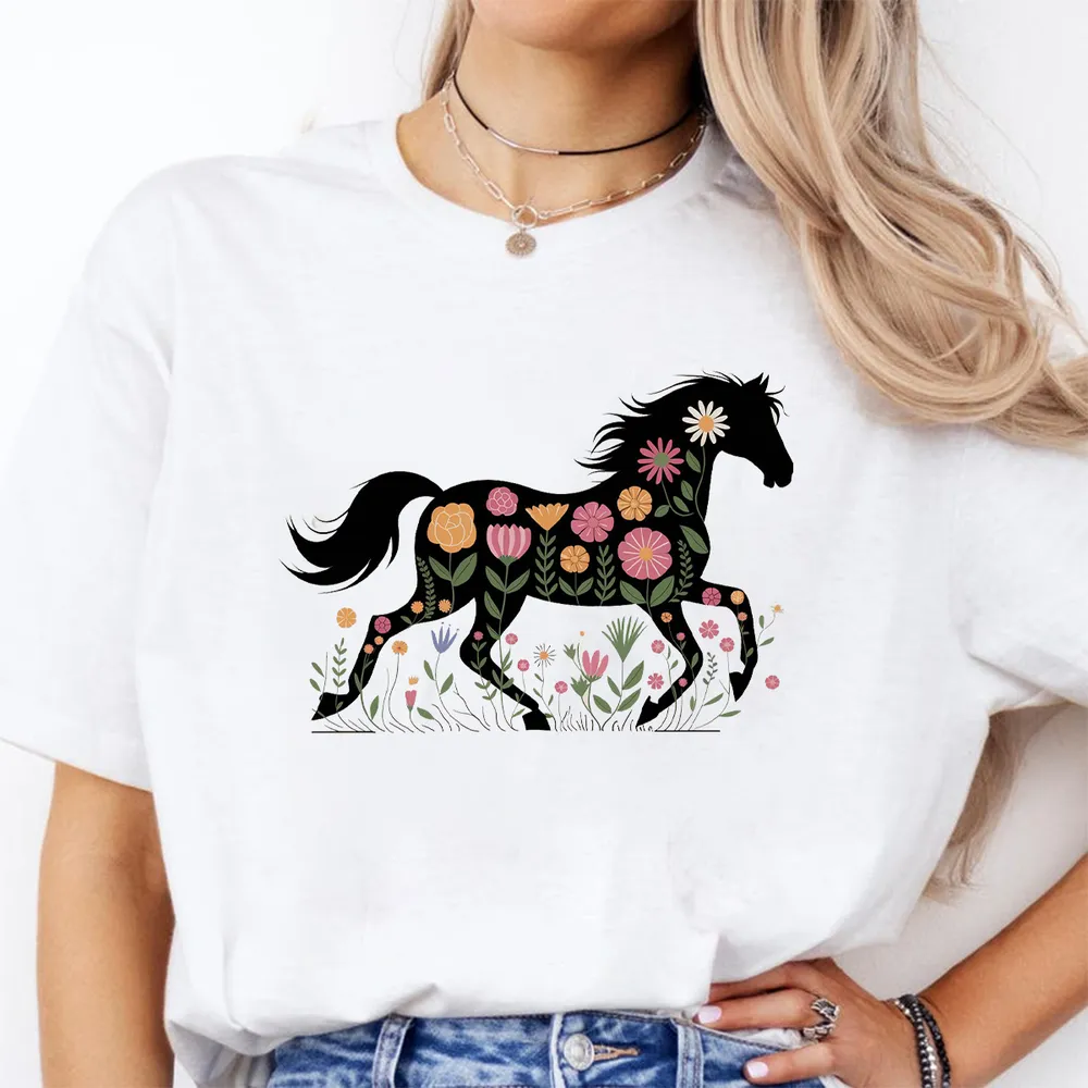 [UNIQUE] HORSE FLOWES BLACK