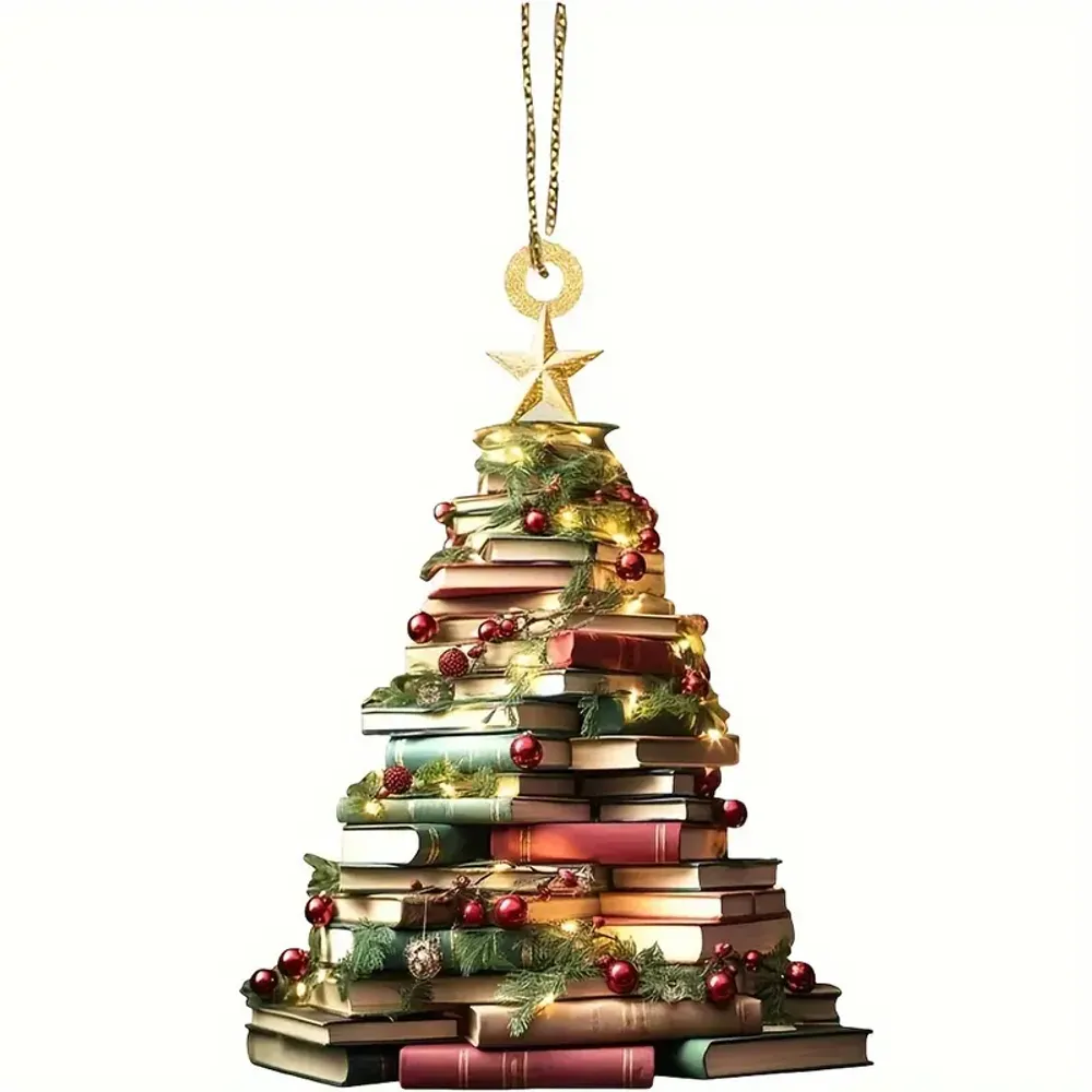 Classic Bookshelf Christmas Tree Ornament- Gift For Christmas , Ornament Decor