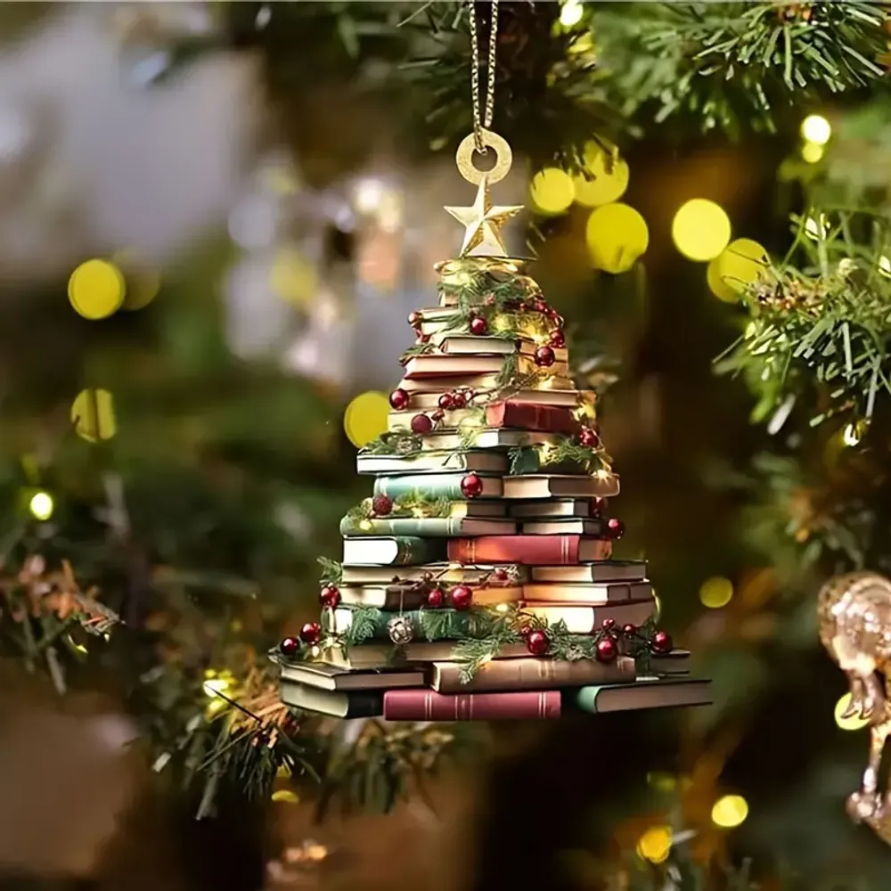 Classic Bookshelf Christmas Tree Ornament- Gift For Christmas , Ornament Decor