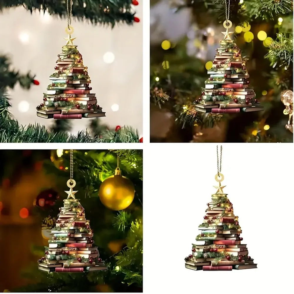 Classic Bookshelf Christmas Tree Ornament- Gift For Christmas , Ornament Decor