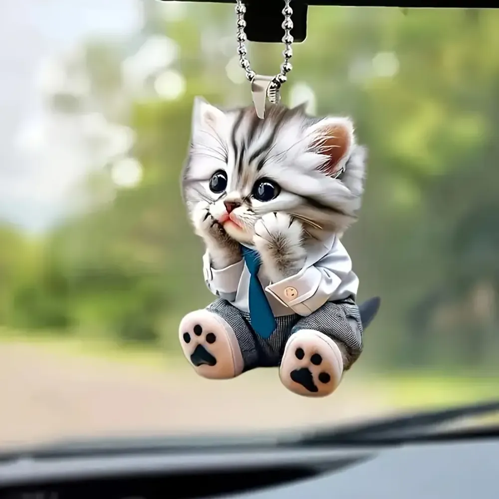 Whimsical  Cute Cat Arcylic Ornament - Gift For Christmas , Ornament Decor