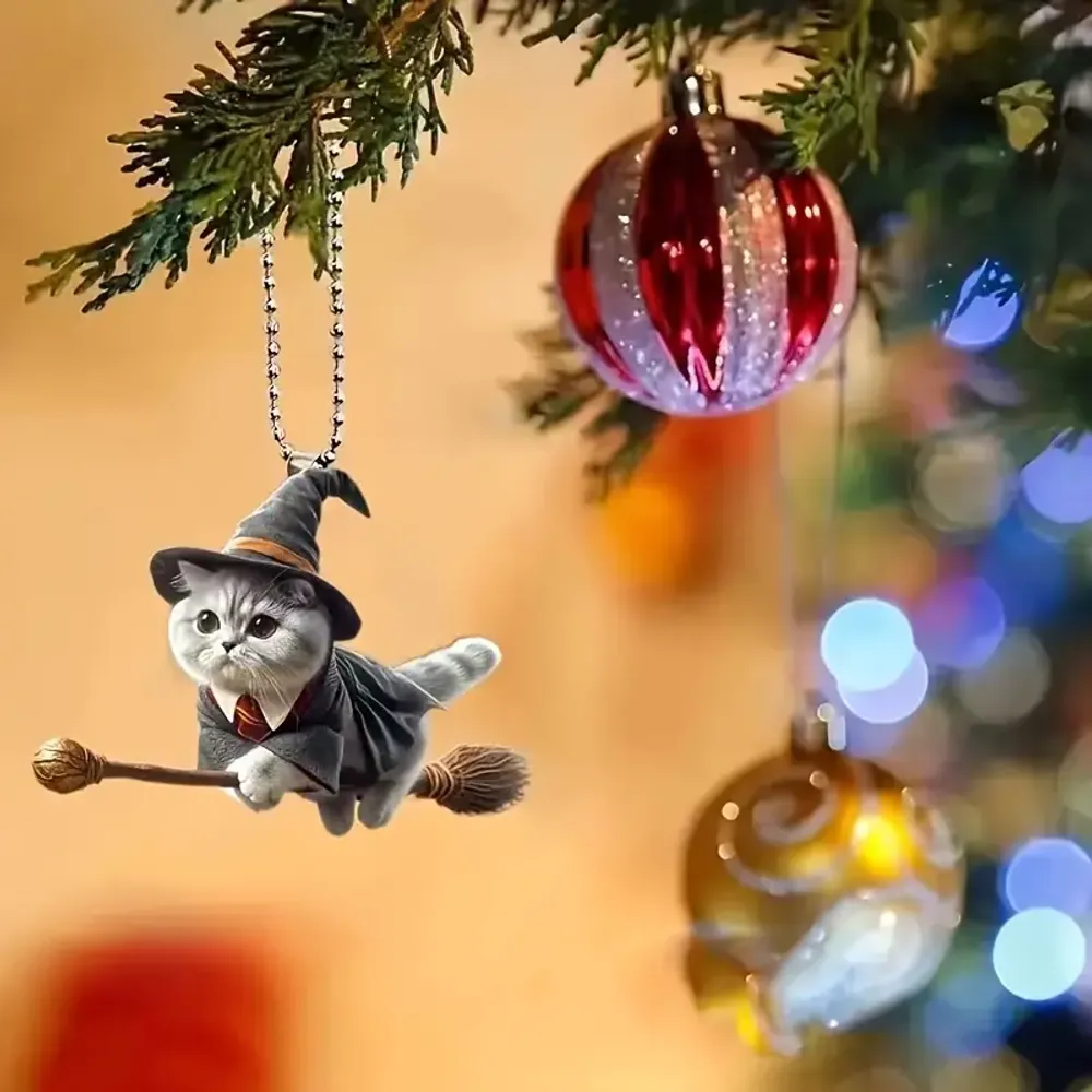Magic Flying Cat  Arcylic Ornament - Gift For Christmas , Ornament Decor