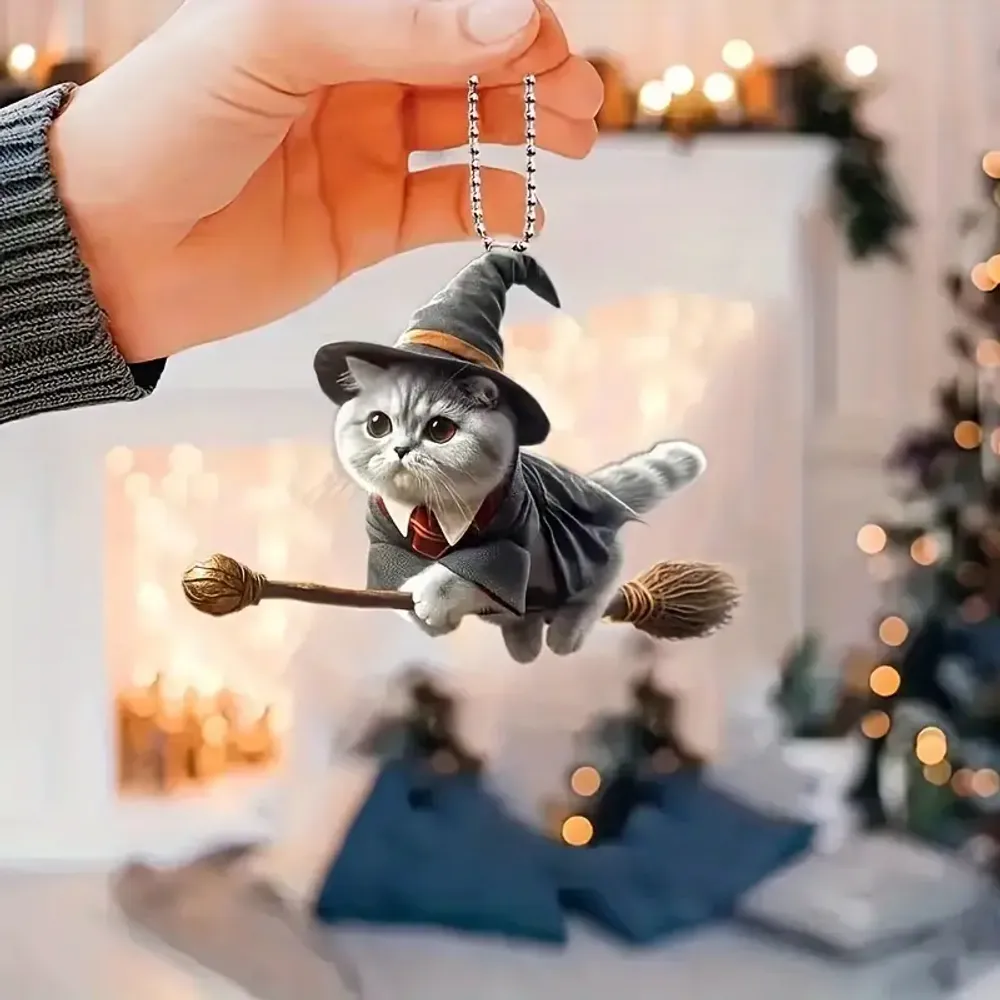 Magic Flying Cat  Arcylic Ornament - Gift For Christmas , Ornament Decor